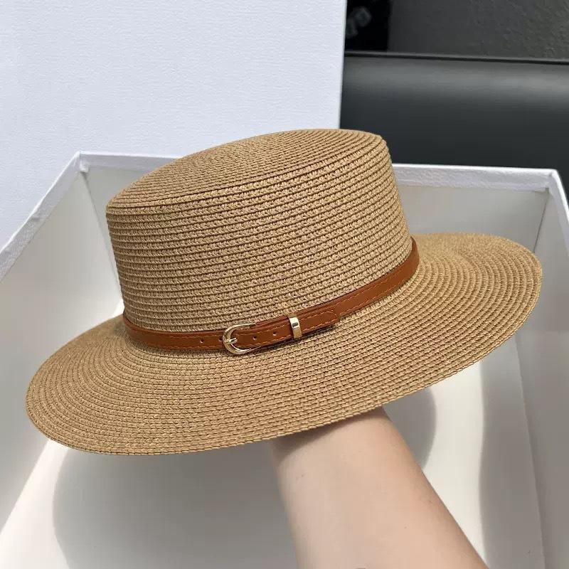 Straw Hat, Wide-brimmed Flat Hat, Female Internet Celebrity, Summer French Retro, Simple Outing, Beach Hat, Sun Hat