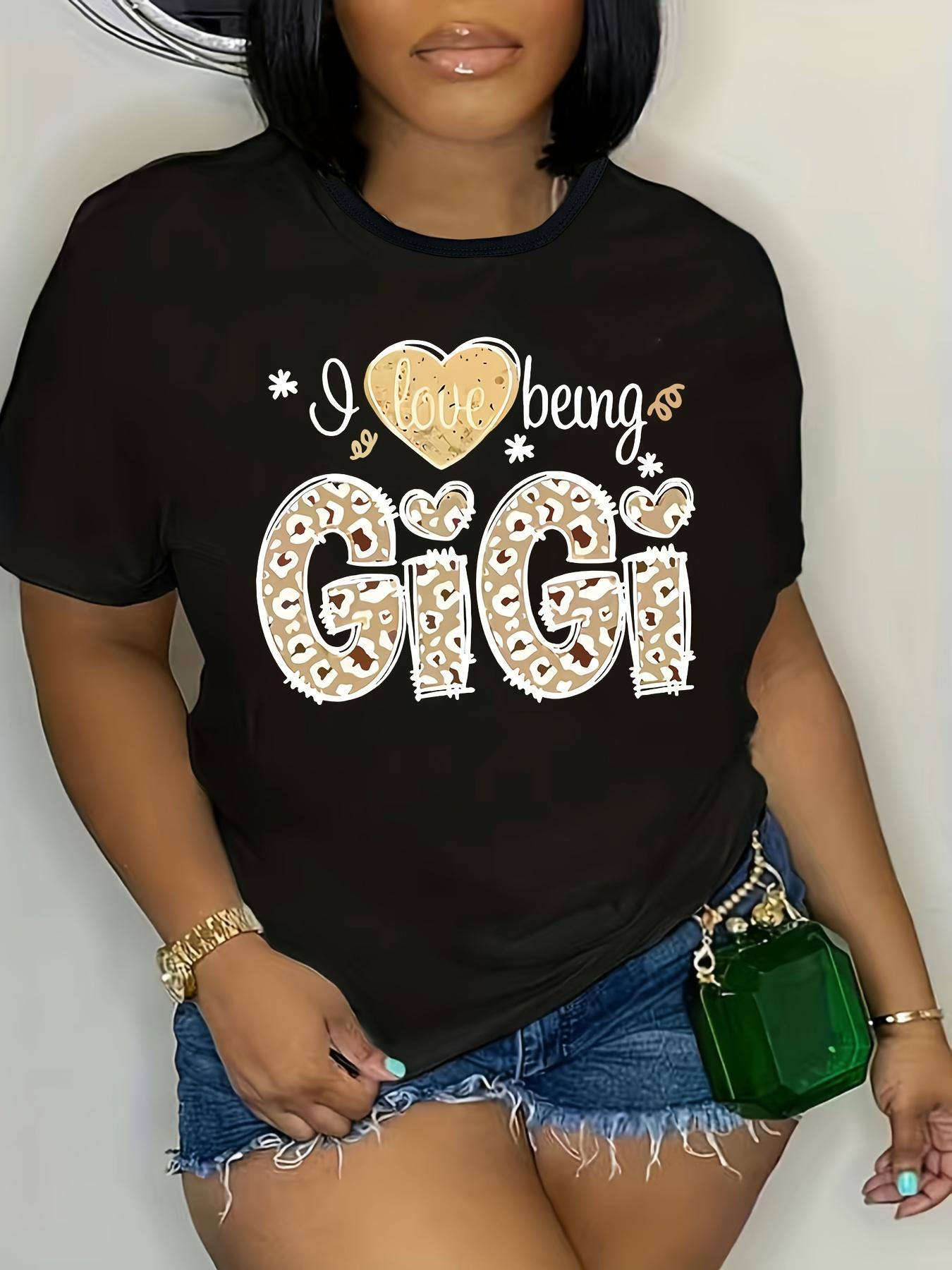 

Повседневная футболка с коротким рукавом и круглым вырезом с принтом букв для женщин Простой дизайн, демонстрирующий естественный и элегантный стиль Игривый дизайн 4XL