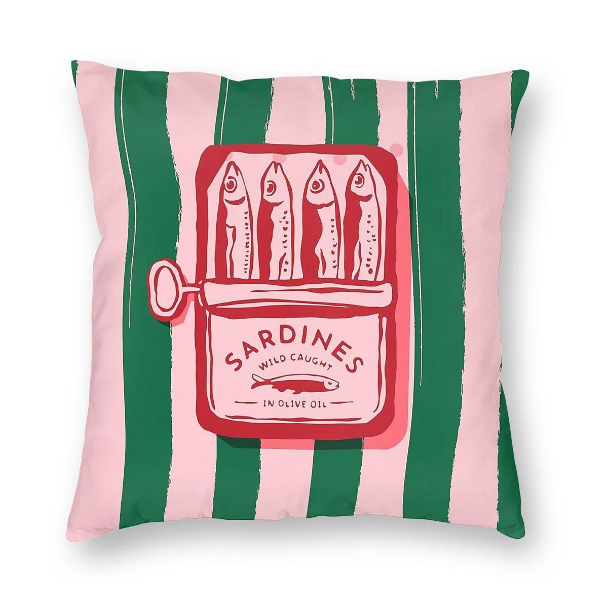 

Сардины Дикого Улова в Оливковом Масле Квадратная Наволочка Полиэстер Лен Бархат Креативная Декоративная Наволочка для Подушки на Диван 45x45 12x12Inch