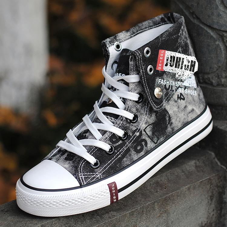 Men High Top Canvas Shoes High Quality Trend Denim Board Fad Breathable Casual Sneakers Zapatillas Hombre Comfortable