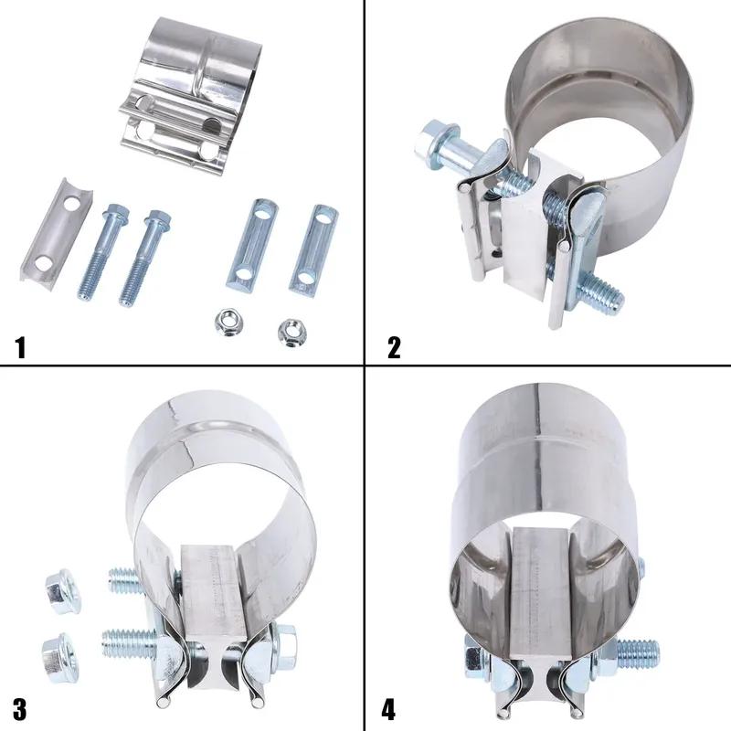 2PCS 3inch" Lap Joint Exhaust Band Clamp Muffler Sleeve Coupler Stainless Steel