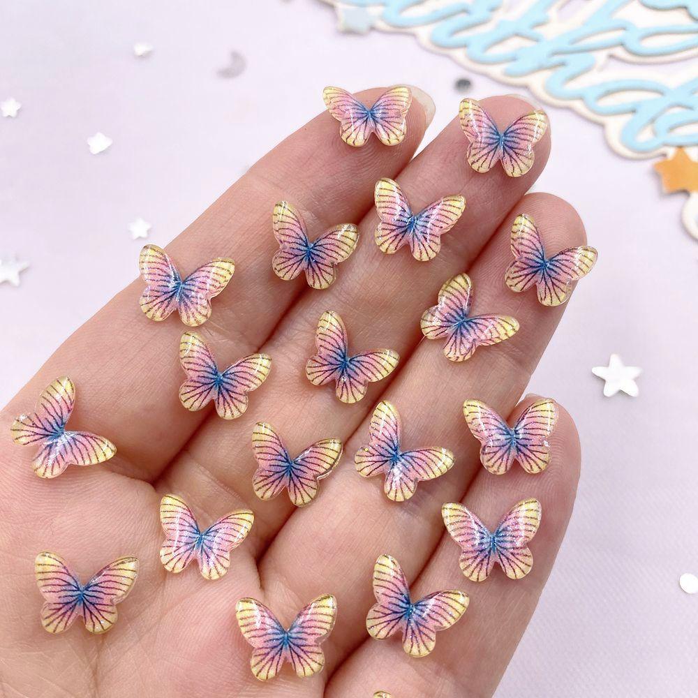 

50 шт 10 мм милые смоляные цветные мини-кристаллы красивые бабочки плоские стразы DIY товары для творчества