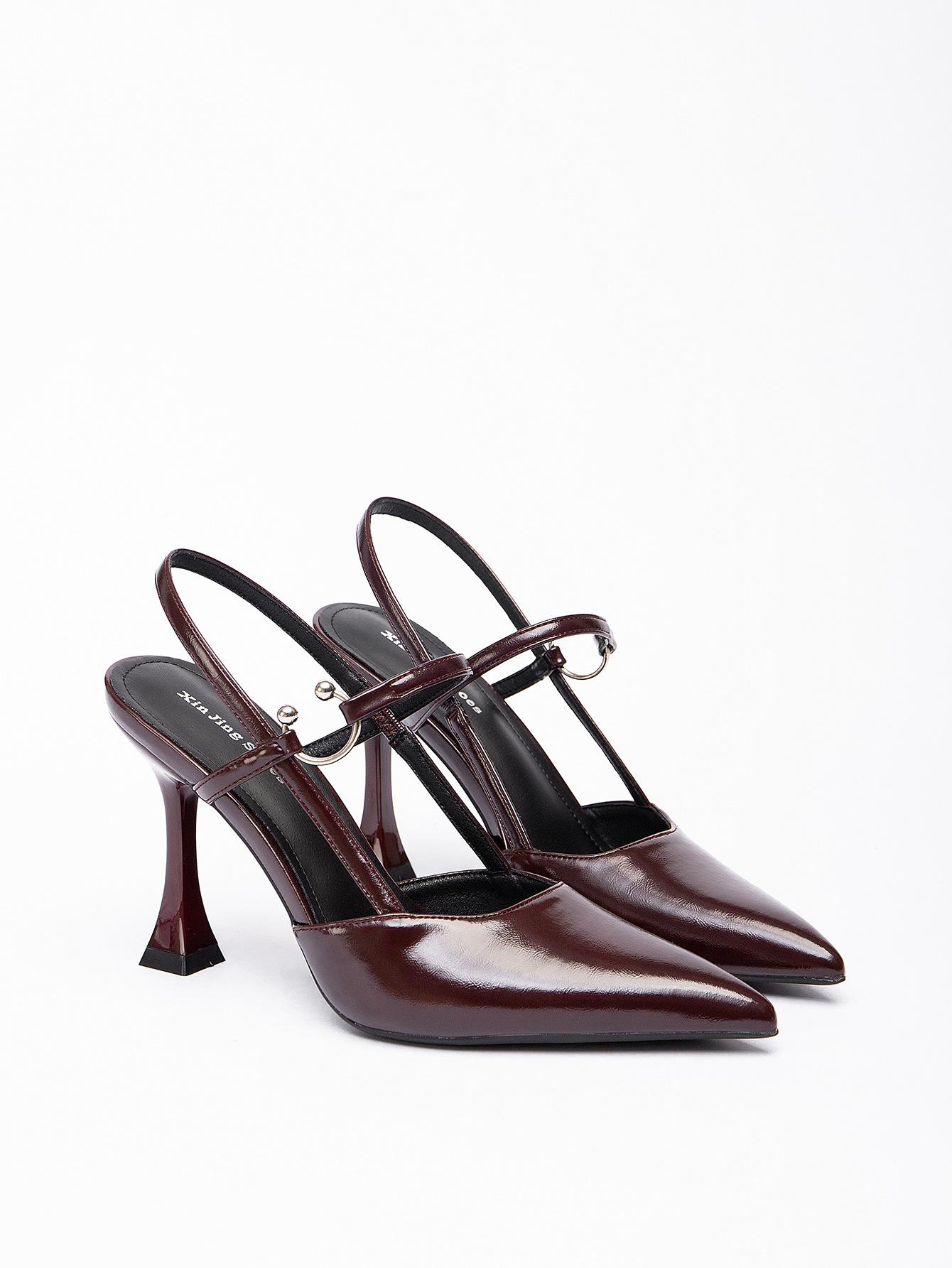 

7199-6 Популярные остроносые туфли-лодочки женские летние новые остроносые маленькие красные туфли на высоком каблуке пустой толстый каблук высокий каблук модные универсальные 40 бордовый