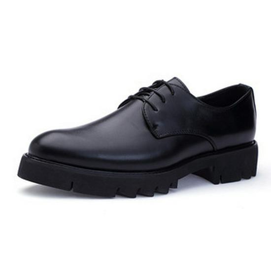 Men’s English Style Lace-up Leather Shoes - Business Casual, Thick Sole, Spring Collection Size 43 чёрный