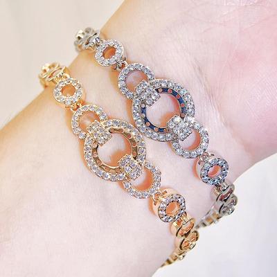 CMM Bracciale tennis a catena fatta a mano con zirconi cubici dorati e argentati di alta qualità per donna