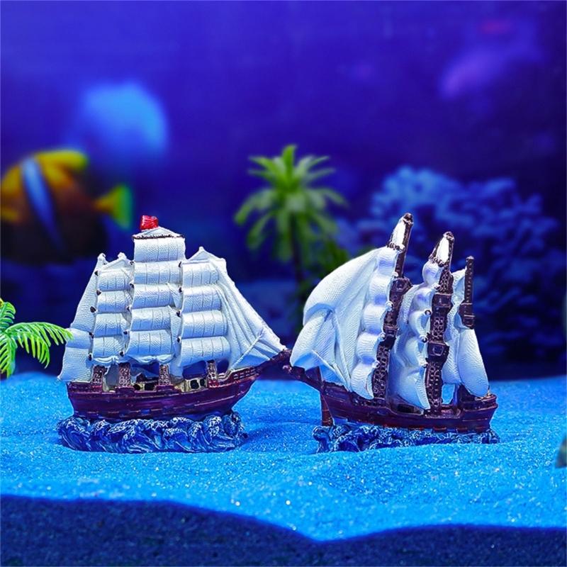 Aquarium Landscape Ship Model Sail Boats Aquariums Decorations Art Crafts Terrarium Habitat Ornaments
