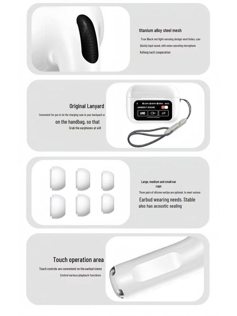 A9pro Kabellose Bluetooth-Kopfhörer mit ANC, KI-Übersetzung, Touchscreen und langer Akkulaufzeit