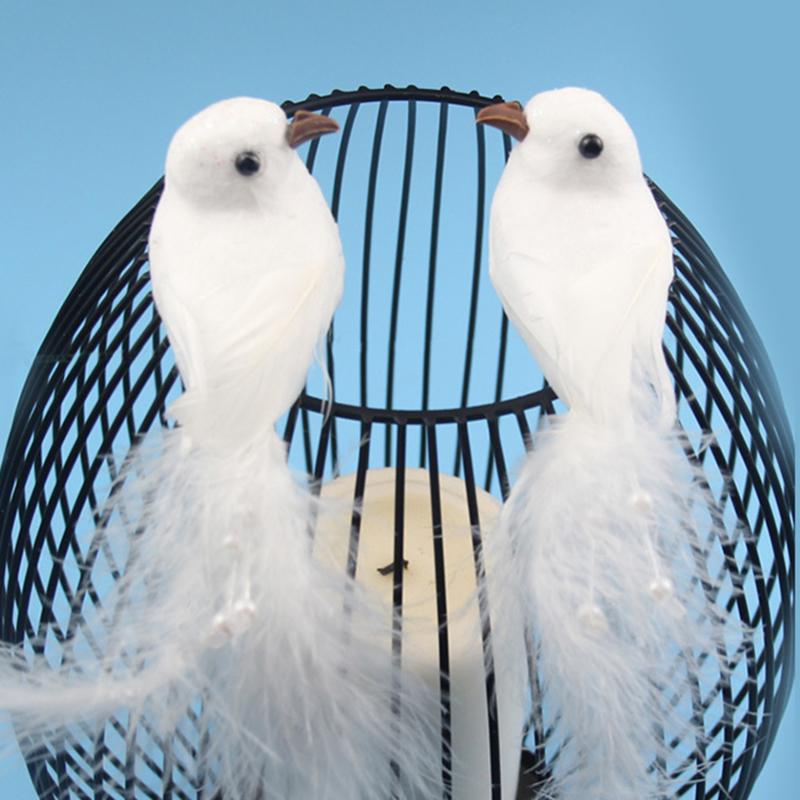 Cute Artificial Decoration Bird White Fake Doves Simulation Feather Pigeon Christmas Tree Wedding Party Craft Ornament With Clip