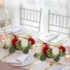 4pcs Artificial Roses Flowers Candle Holders, Candle Rings Wreaths, Wedding Centerpieces for Tables Wreath for Front Door Weddings Party Decor