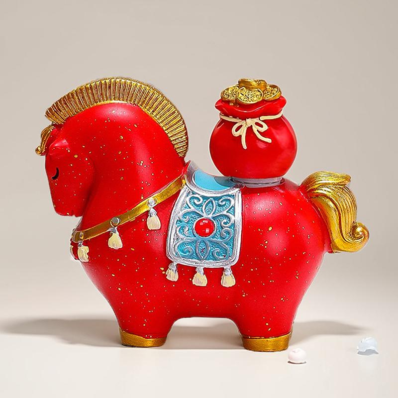 Creative Transfer Zodiac Horse Back Lucky Bag Ingot Can Be Rotated Home Decoration Office Desktop Decoration