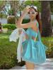 Aiemkeulleeo Circle Ring Bikini Cover-Up Set Swimsuit Sky