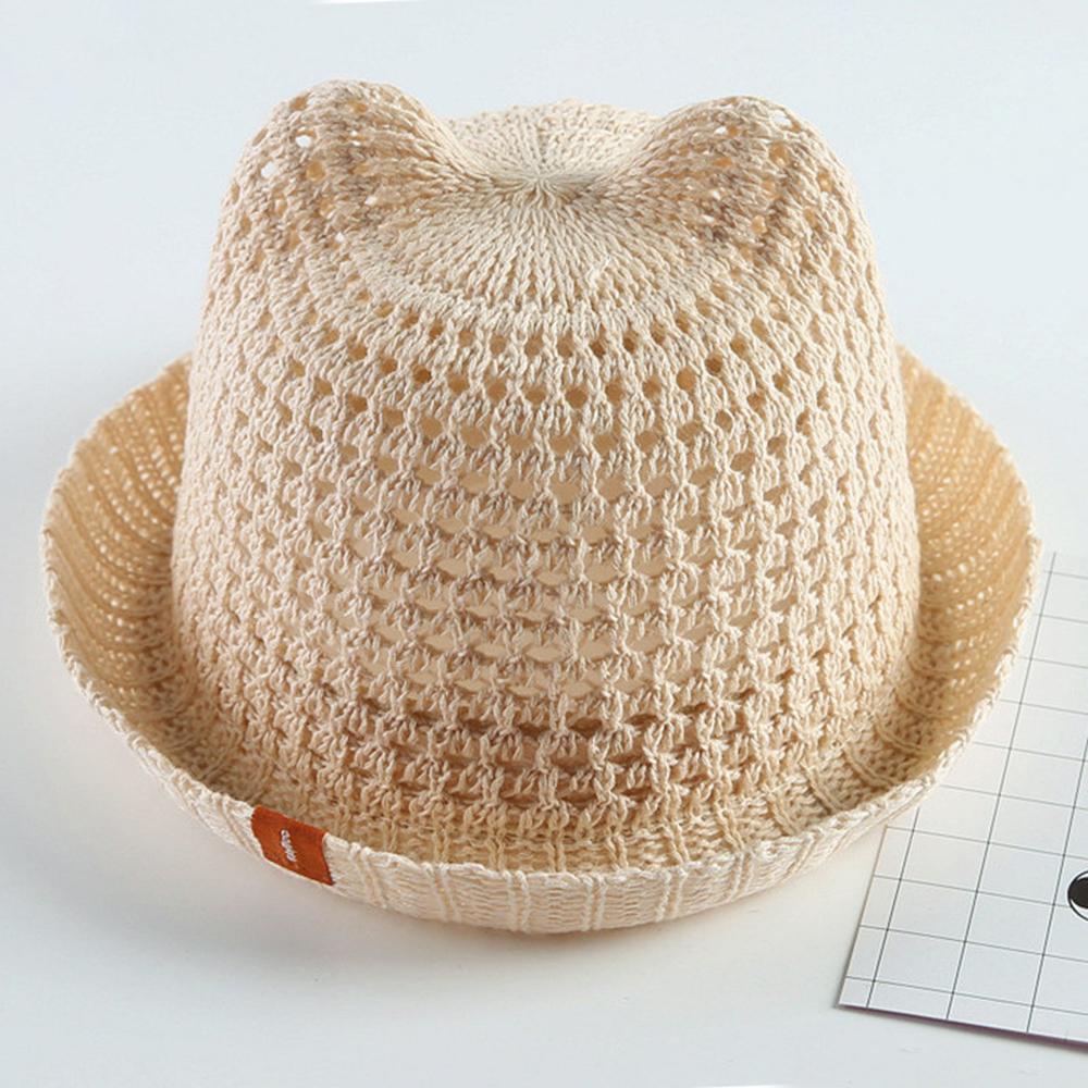 Children's summer cat ears sunshade hat Breathable boys pots hats kids sun hats flanging baby Foldable sun protection 5-8 old
