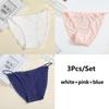 Seamless Lace 3pcs Sexy Women Panties Silk Lingerie Girls Cute Bow Underpants