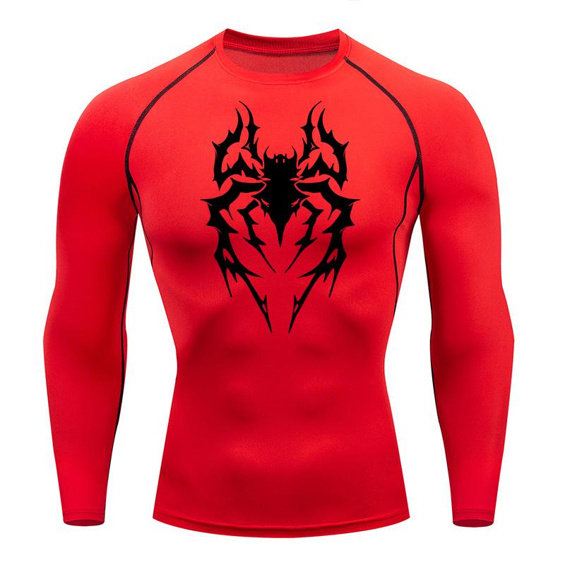Spider Graphic Compression Shirts for Men Gym Workout Athletic Quick Dry Tshirts Tops Training Running Undershirts Rash Guard