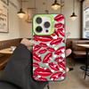 Red Lips with Heart Accents Hard Phone Case for Iphone 16 15 14 13 12 11 Pro Max Mini Shockproof Anti-Scratch Protective Cover