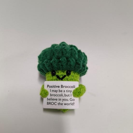 1/2Pcs Positive Crocheted Vegetable with Encouraging Card Emotional Support Handmade Knitting Carrot Broccoli Toy Doll Kids Adults Gift