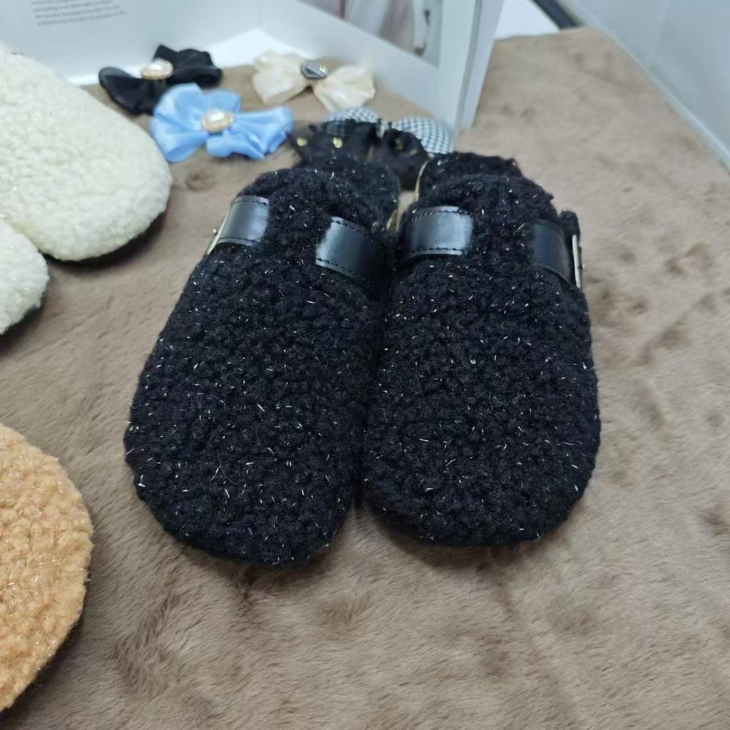 Ladies, Suede Shoes, Fluffy Slippers, Birkent Shoes, Outerwear Shoes, Toe Shoes, Slippers, Warm Shoes