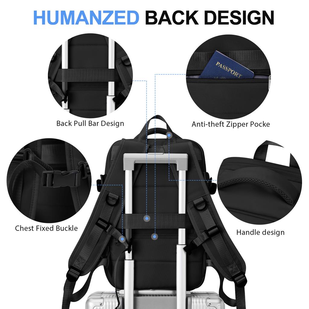 Rucsac 40x20x25 extensibil Ryanair Rucsac de călătorie pentru femei 40L bărbați Rucsac de afaceri școală Geantă de cabină pentru laptop de mare capacitate