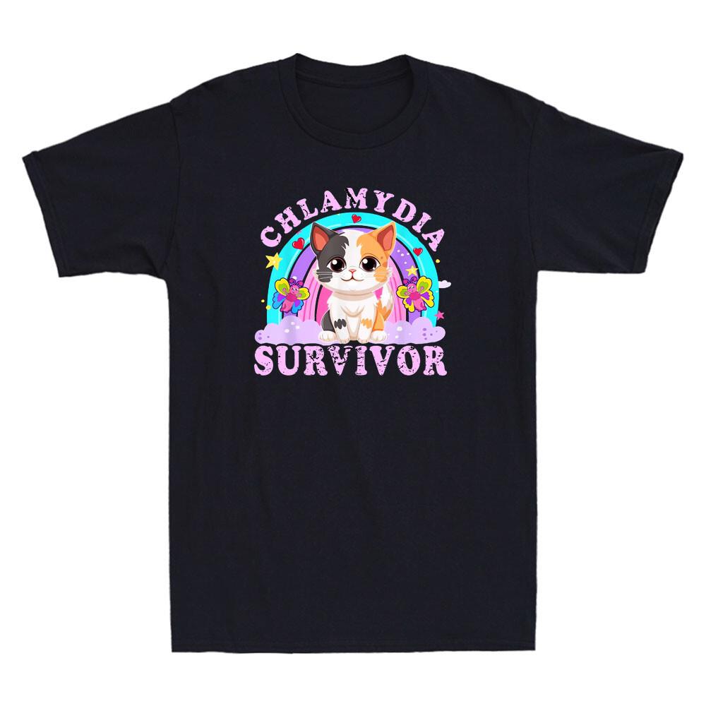Chlamydia Survivor Cute Cat Meme Funny Cats Kitty Lover Gift Retro Men s T-Shirt Unisex T-Shirt XXXXL