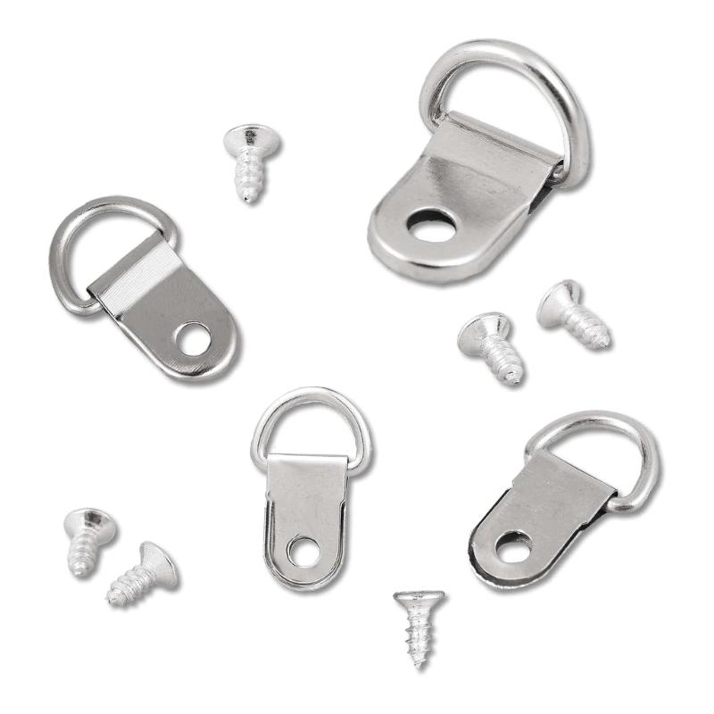 100 Pezzi Ganci per Quadri Robusti Set Filo per Telaio Nichelato con Viti Gancio per Telaio Staffe a Muro per Decorazioni Murali