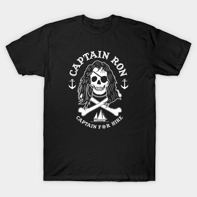 Men Black Print T-shirt Captain Ron: Captain For Hire No-Cut Transfer Paper Print Cotton Tshirt XL чёрный