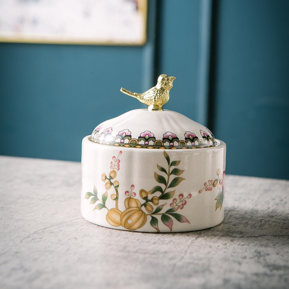Amerykański retro ceramiczny ptak biżuteria pudełko do przechowywania biżuterii europejska porcelana lodowa ornament