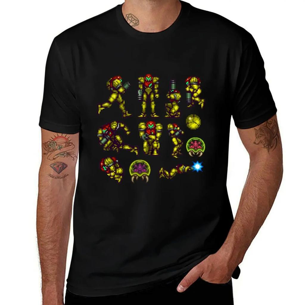 Super Metroid / Samus Aran 01 Maglietta Manica corta t-shirt oversize cose anime oversize t-shirt da uomo casual alla moda