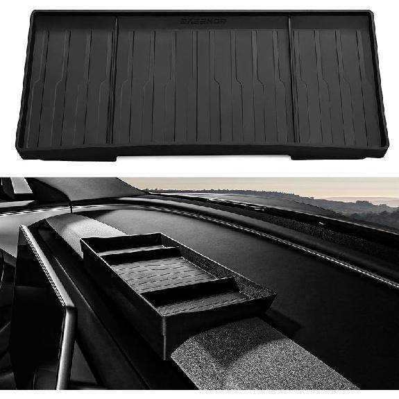 BASENOR Tesla Model Y Model 3 Center Console Behind Screen Storage Box, Dashboard Hidden Organizer Tray Sunglasses Holder For 2017- Model 3 -2024