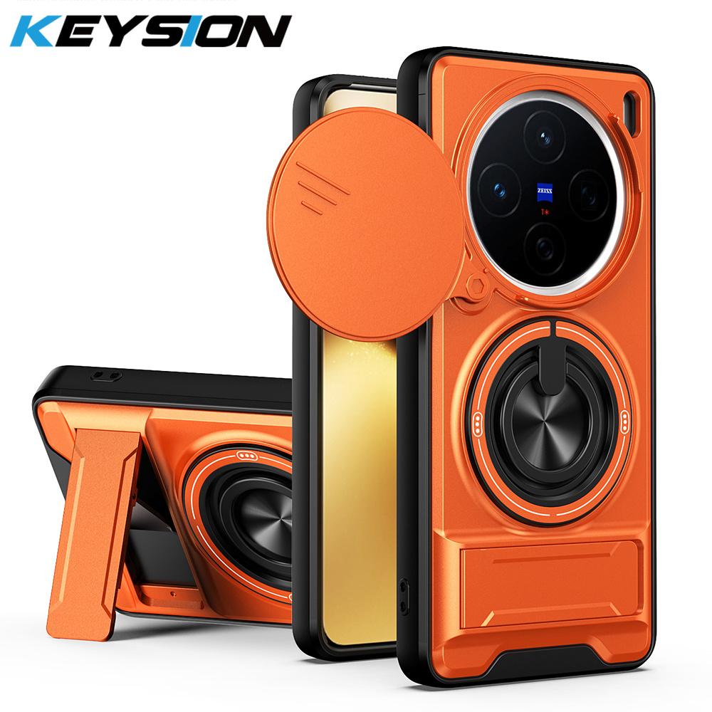 KEYSION Custodia Magnetica per Telefono per VIVO X200 Pro 5G Protezione Fotocamera a Scorrimento Supporto Verticale Anello a 360° Cover Antiurto per VIVO X200