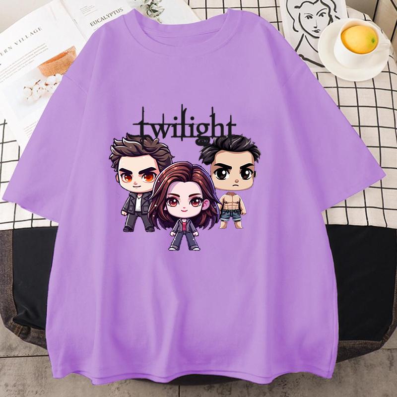 Nové Dámské Pánské Módní Tričko s Krátkým Rukávem Potisk Soumraku Ležérní Volné Letní Chladivé Tričko Topy