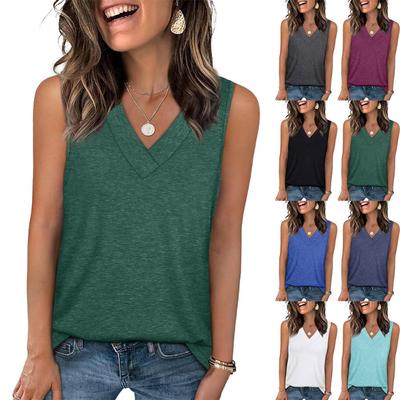 Spring/Summer 2025 Women's Casual Solid-color Sleeveless V-neck Vest