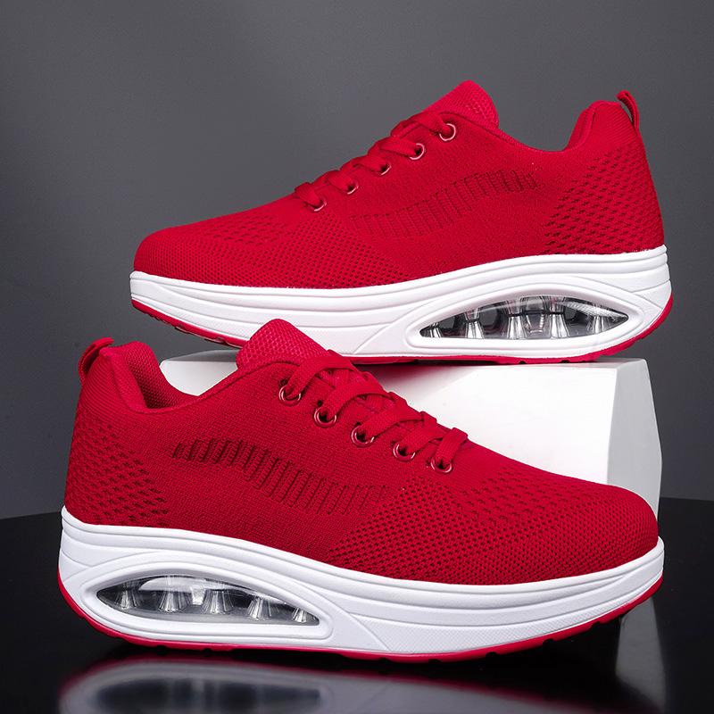 Fashion Summer Women's Trendy Mesh Casual Shoes Platform Anti Slip Sneaker Outdoor Running Lace Up Thick Soled Vulcanized Shoes