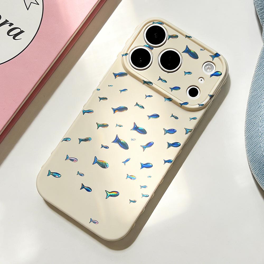 Faint Blue Fish School Is Suitable for iPhone17/17Pro Mobile Phone Case, Anti-drop Apple 16/15 Protective Case 14 New Women