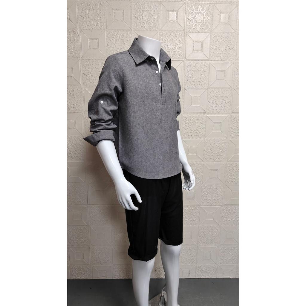 Men's Long-sleeved Lapel Casual Loose Shirt