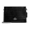 Slim 20 Top Zip Closure Crocodile Embossed Leather Shoulder Crossbody Bag Small Women's Black