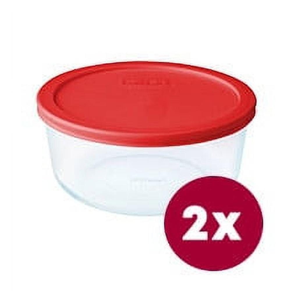 4 Cup Glass Bowl Storage Set of 2 with Plastic Lids Microwave Safe Dishwasher Safe Food Storage Containers
