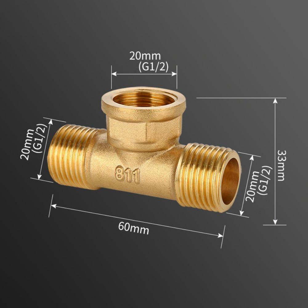 New 1/2 BSP Pneumatic Plumbing Connector Tee Type Male/Female Thread Brass Pipe Fitting Copper Fittings