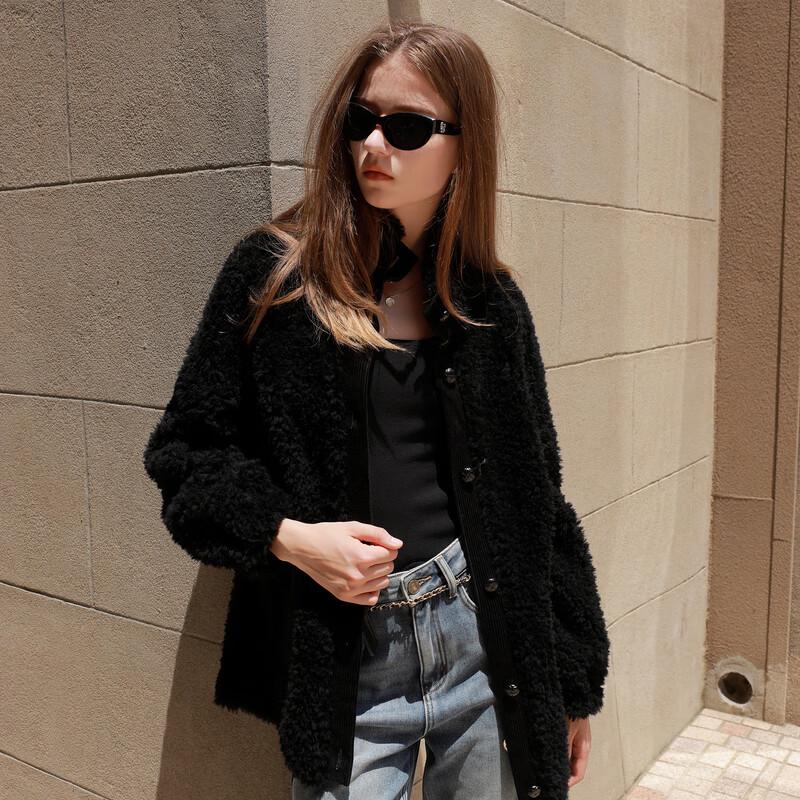 Sancai Damen Winter 2025 Lammwolle Mischung Kunstpelzmantel