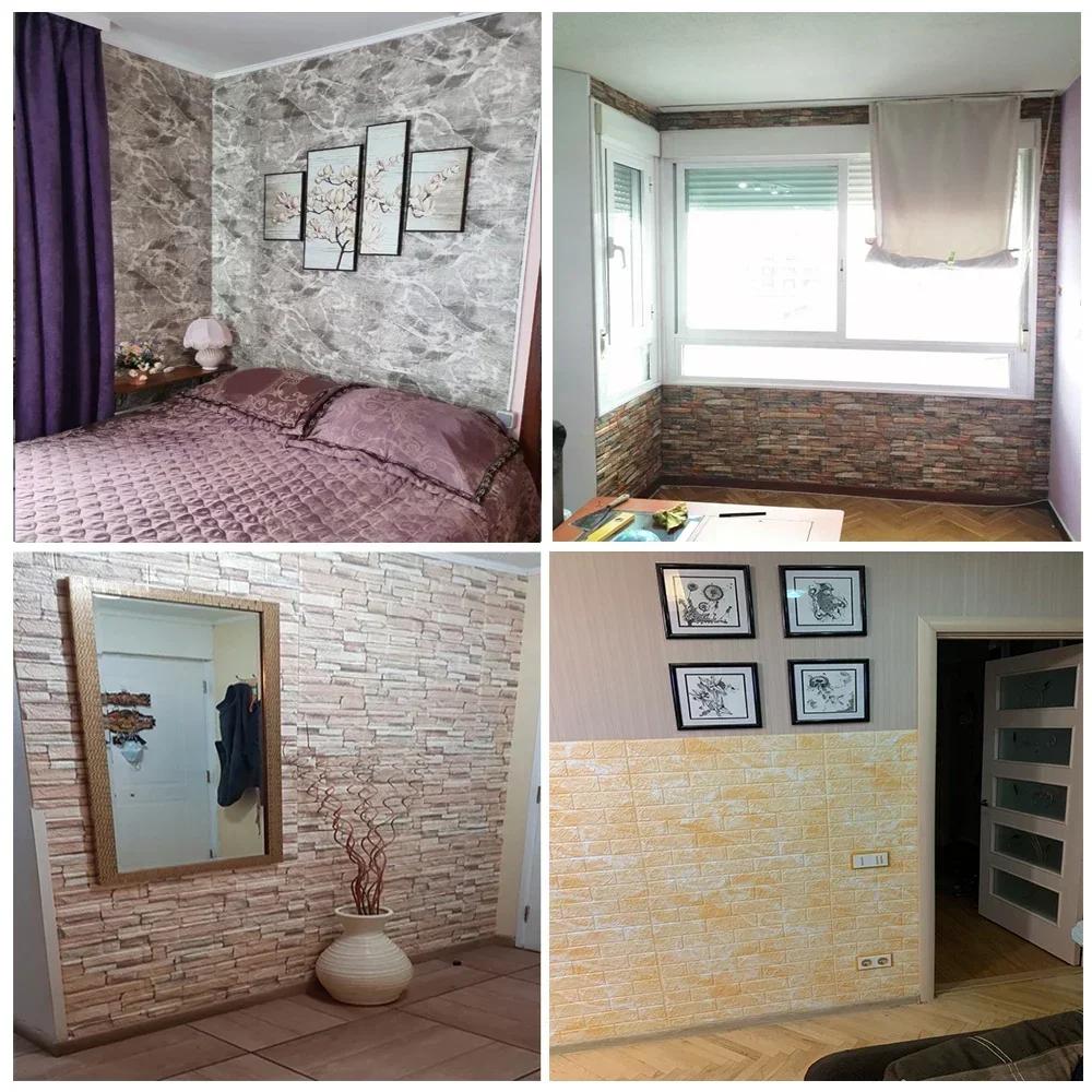 Foam 3D Decorative Wall Stickers Adhesive Panel Home Decor Living Room Bedroom House Decoration Bathroom Waterproof Wallpaper