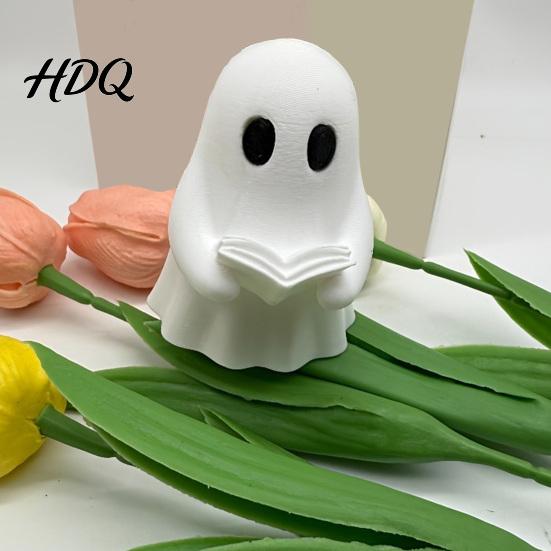 Unique Ghost Gifts for Kids Halloween Mini Reading Book Ornament 3D Printed Cute Little Decorative Figures Bookshelves Figurine Durable PLA Creative