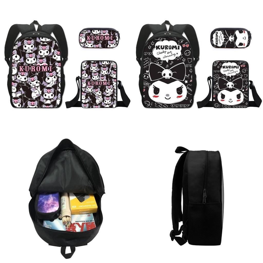Kuromi Student Backpack Set With Pen Case And Shoulder Bag