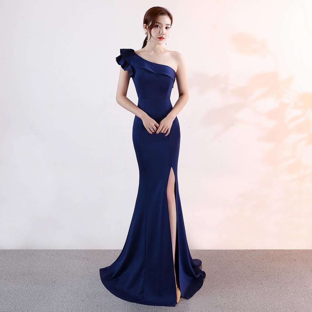 Evening dress women's new banquet elegant and dignified atmosphere pink long sexy and thin fish tail