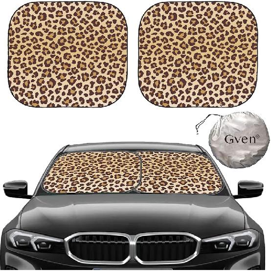 Gven Windshield Sun Shade 2Pcs With Bonus Car Sunshade For Front Window Shades 2025 Technology Reflect UV And Heat Sun Visor Automotive Interior Sun Standard
