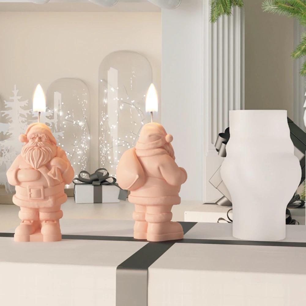 DIY Santa Claus Silicone Mold Elk Deer Gypsum Soap Resin Mold Dwarf Candle Making Tool Party Decoration Christmas Gifts