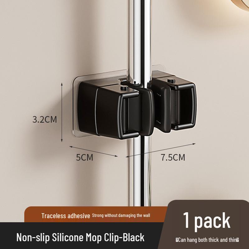 ABS Wall-Mounted Bathroom Rack: Strong Broom & Mop Holder