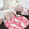 Cute Hello Kitty cartoon print round rug, home floor protector, children's room decoration, available in multiple sizes.
