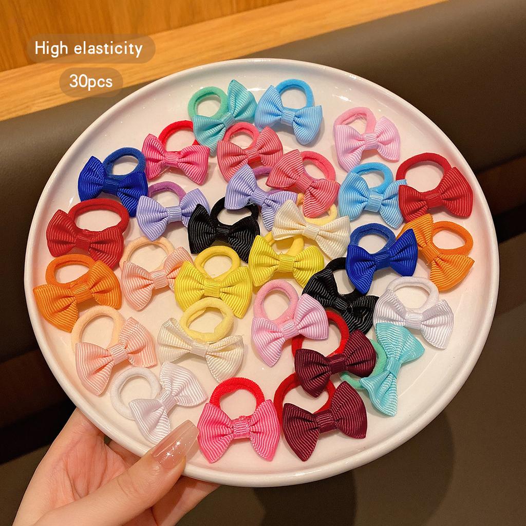 30 Colorful Bow Hair Accessories with Randomly Cute Kids's Elastic Bands Suitable for Daily Use