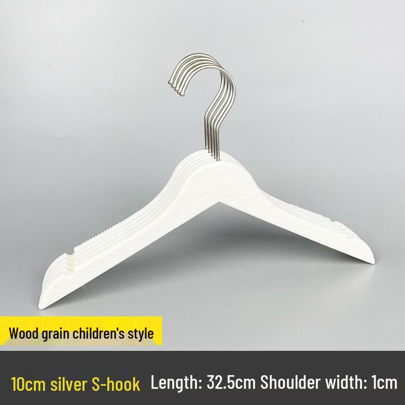 Children's Non-slip Hanger: Plastic Imitation Wood, Black & White, Unpainted Wood Color, No-mark Pants Rack