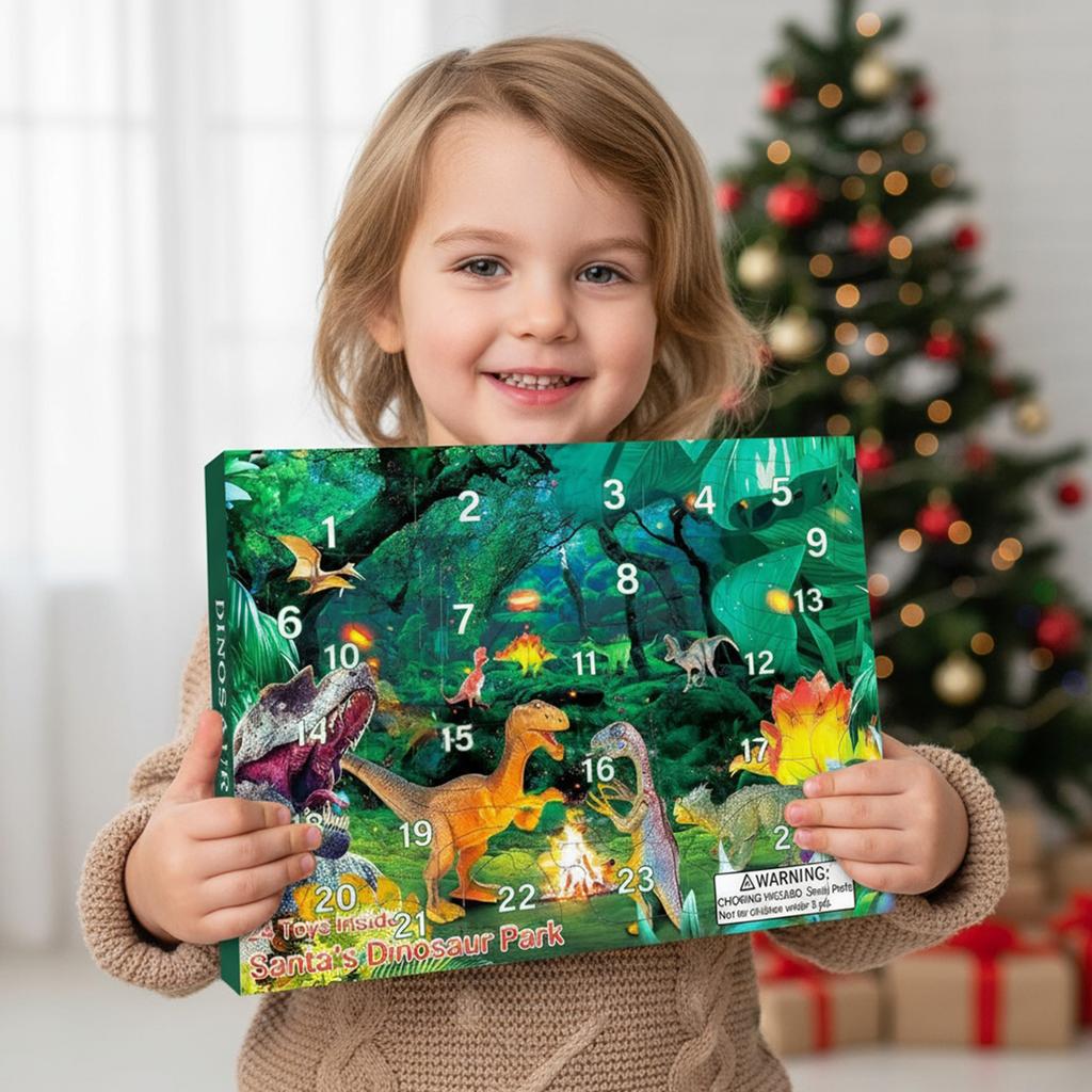 Dinosaur Advent Calendar 2025 with Different Dino Figure 24 Days Christmas Countdown Calendar for Kids Gift