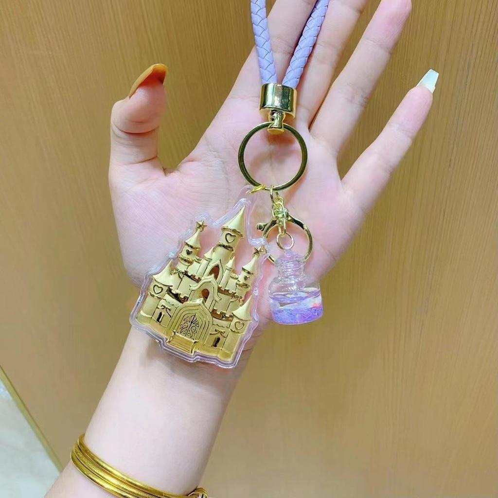 Shuibei 999 Gold Princess Castle Pendant Keychain - Cute Style